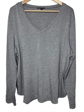 Franne Golde Top XL Slub Jersey Long Sleeve Tee Gray Womens Minimalist Quiet Lux